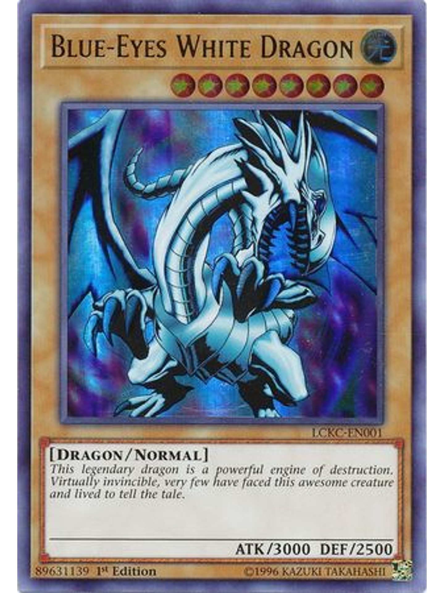 Blue-Eyes White Dragon (Red Sparks Background) - LCKC-EN001 - Ultra Rare 1st Edition 1