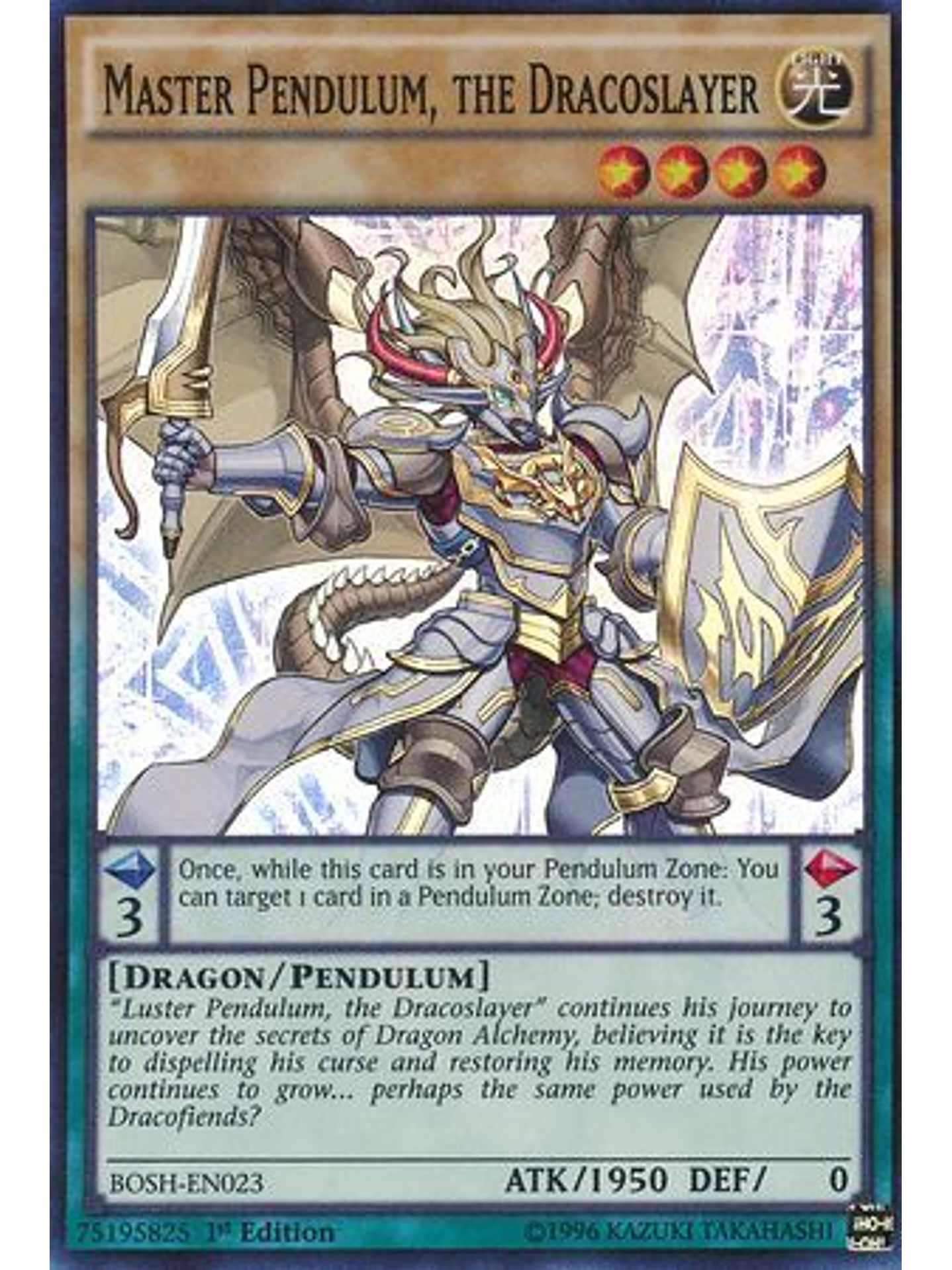 Master Pendulum, The Dracoslayer - bosh-en023 - Super Rare 1st Edition 1