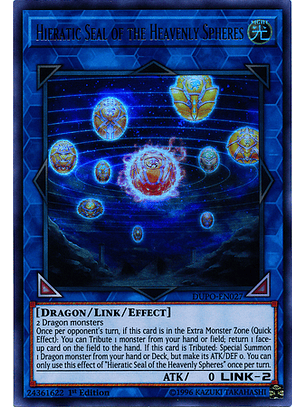 Hieratic Seal of the Heavenly Spheres - DUPO-EN027 - Ultra Rare 1st Edition