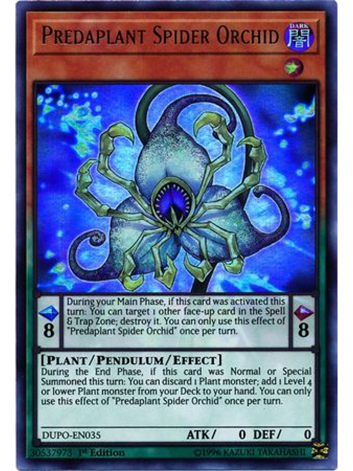 Predaplant Spider Orchid - dupo-en035 - Ultra Rare 1st Edition 1