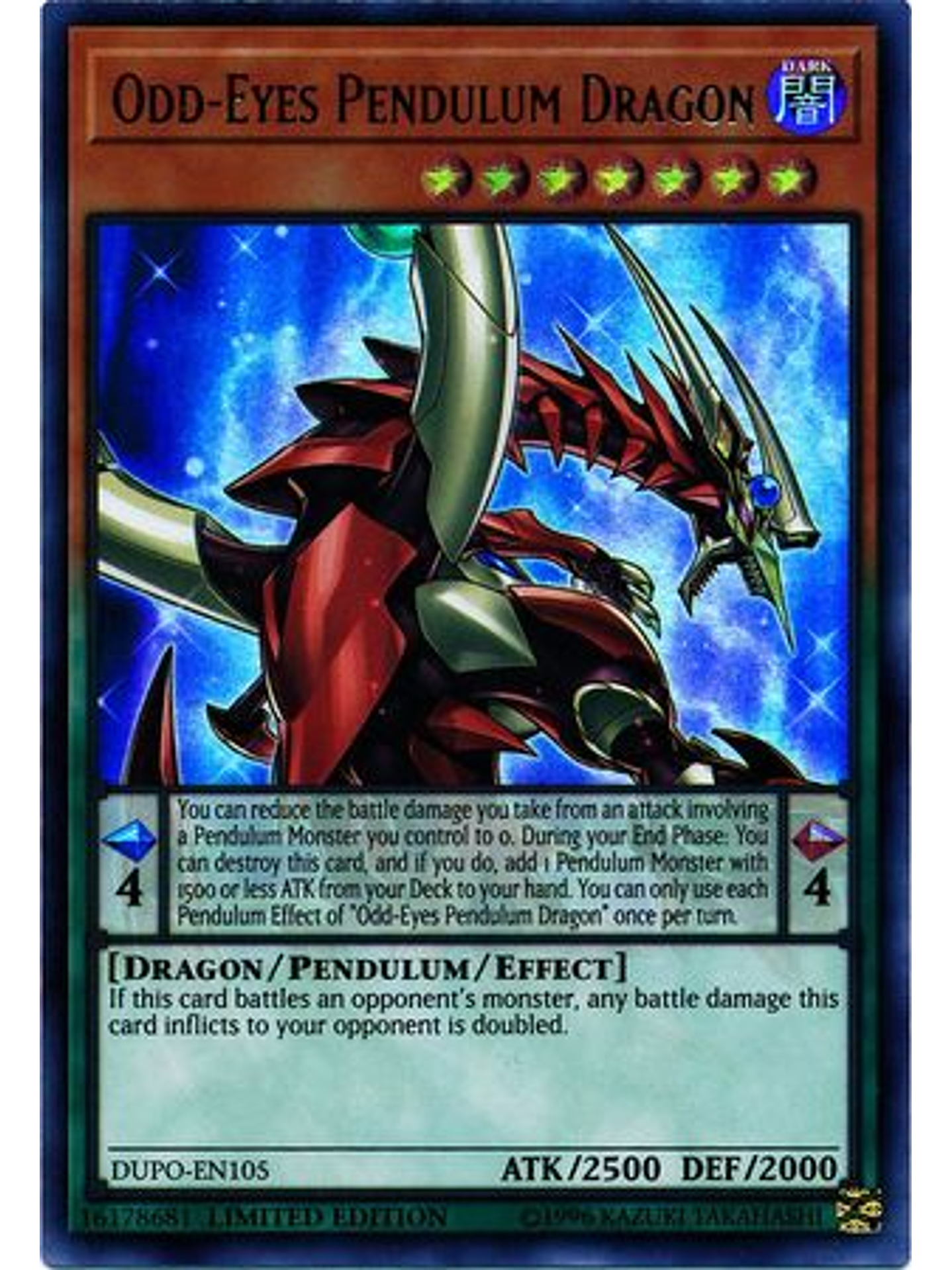 Odd-eyes Pendulum Dragon - dupo-en105 - Ultra Rare Limited Edition 1