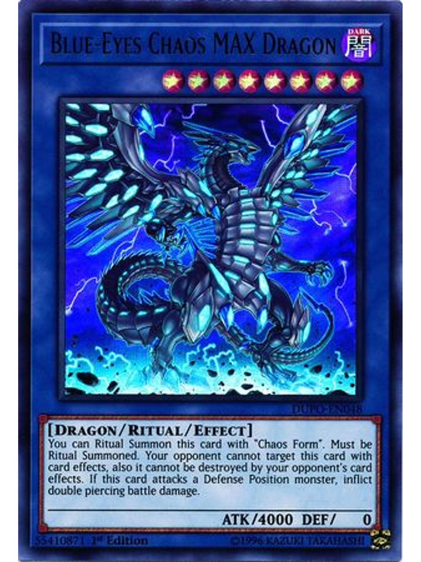 Blue-Eyes Chaos MAX Dragon - DUPO-EN048 - Ultra Rare 1st Edition 1