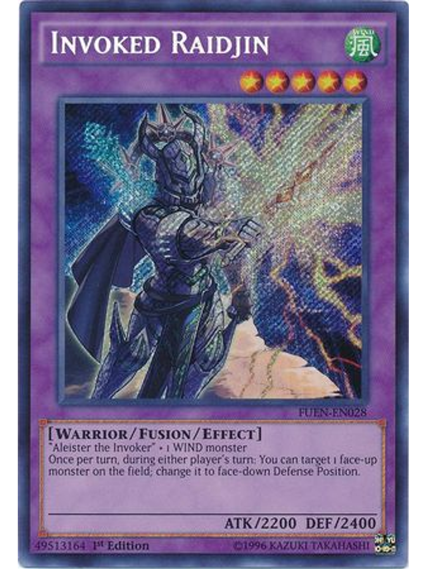 Invoked Raidjin - FUEN-EN028 - Secret Rare 1st Edition 1