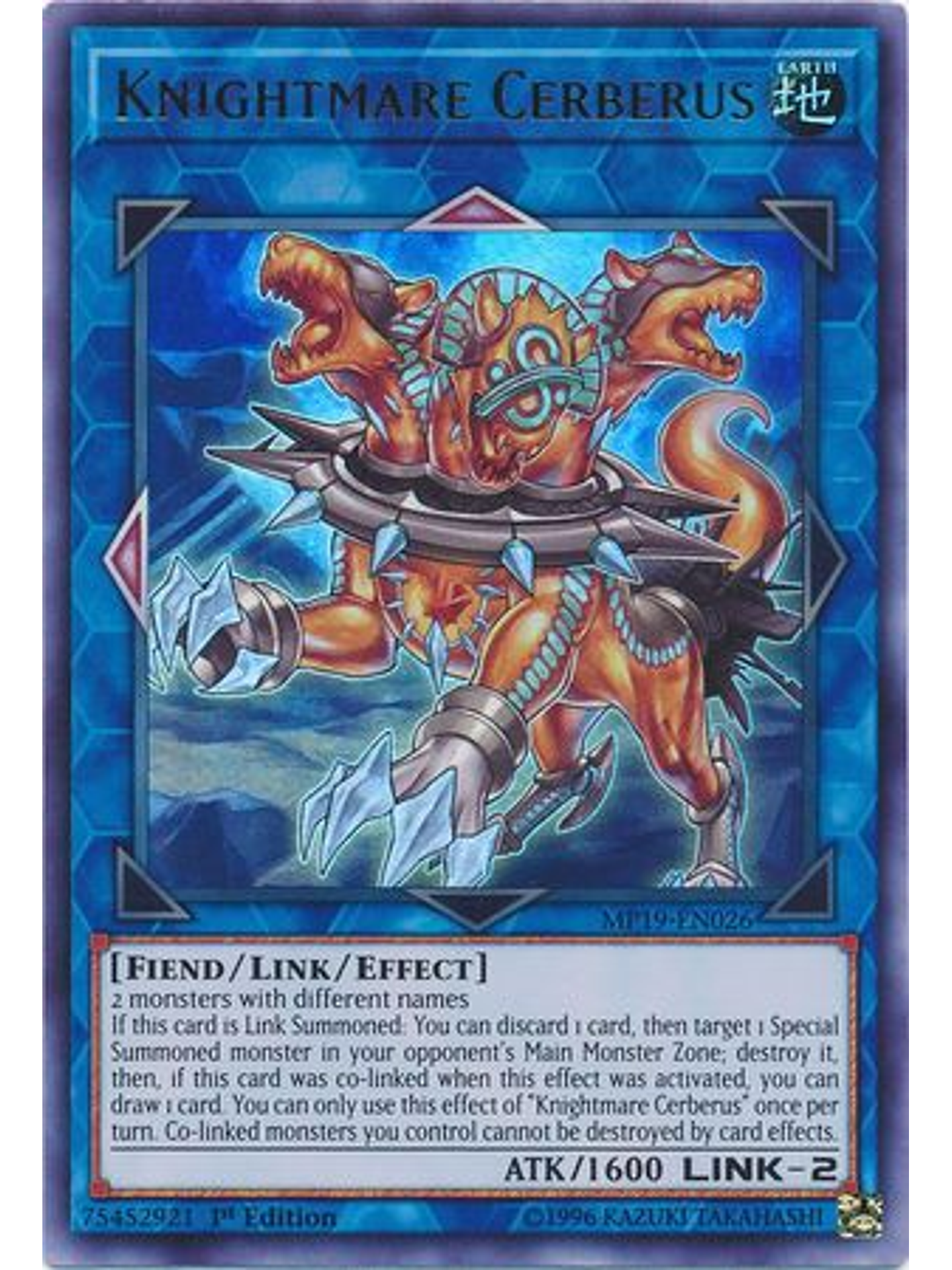 Knightmare Cerberus - MP19-EN026 - Ultra Rare 1st Edition 1