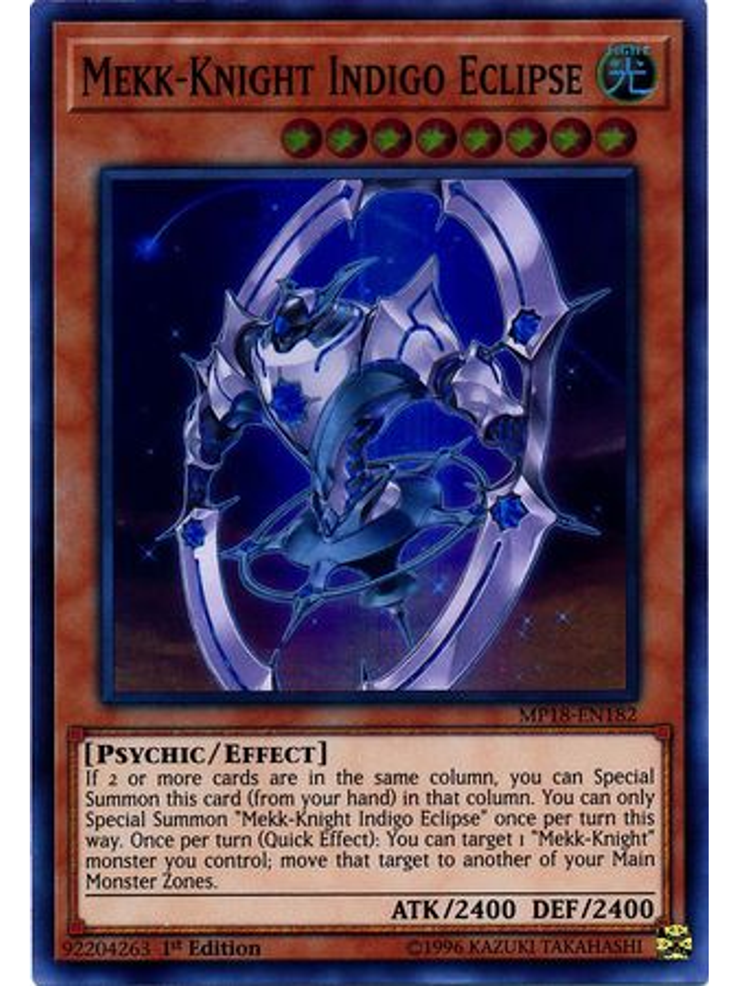 Mekk-Knight Indigo Eclipse - MP18-EN182 - Super Rare 1st Edition 1