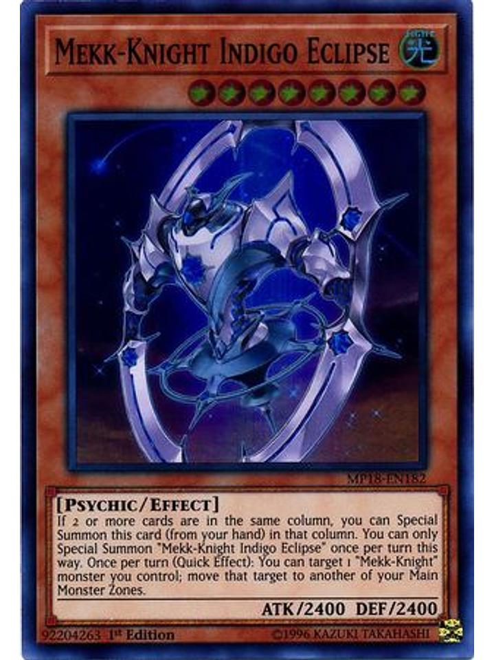 Mekk-Knight Indigo Eclipse - MP18-EN182 - Super Rare 1st Edition 1
