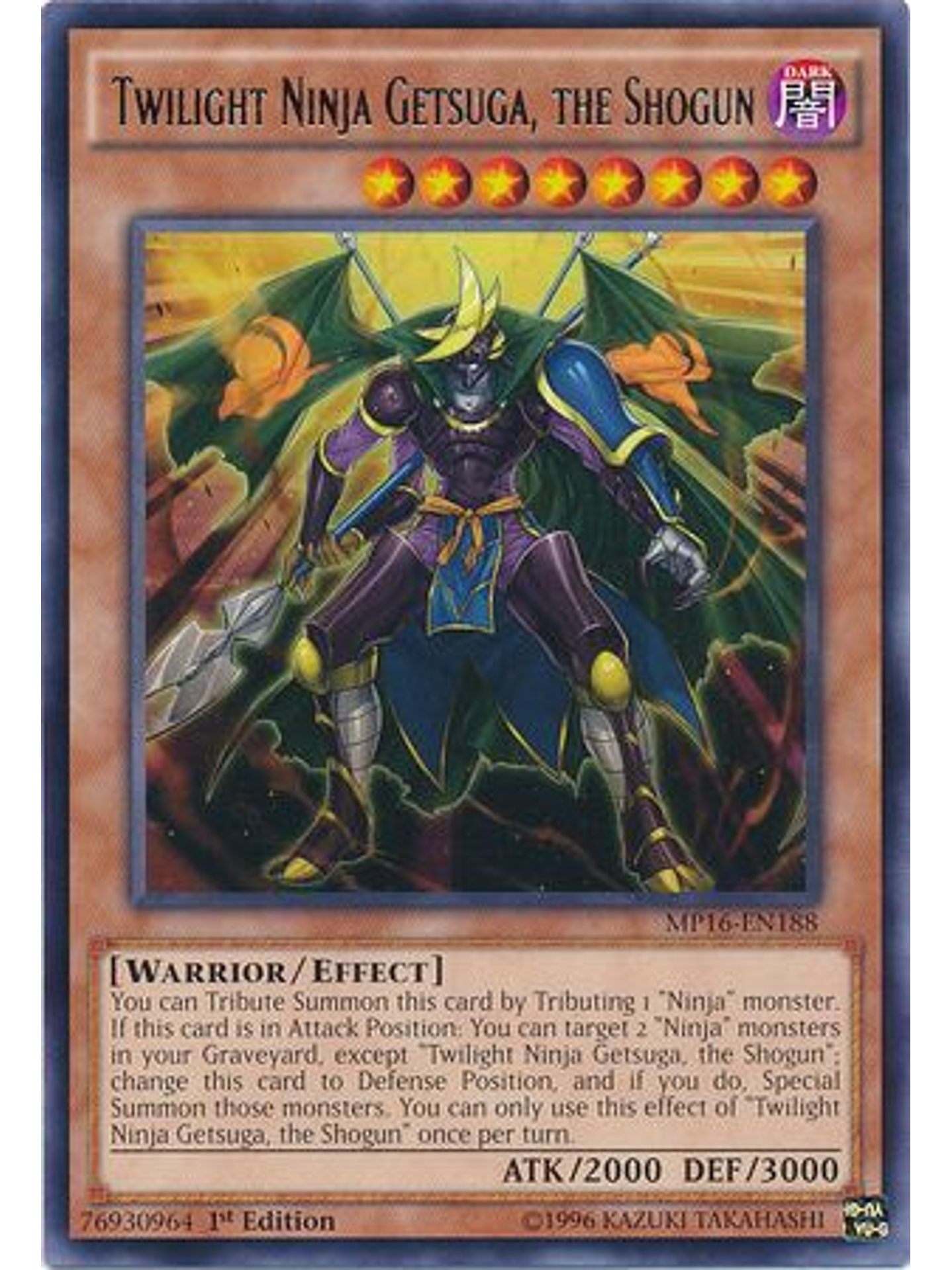 Twilight Ninja Getsuga, the Shogun - MP16-EN188 - Rare 1st Edition 1
