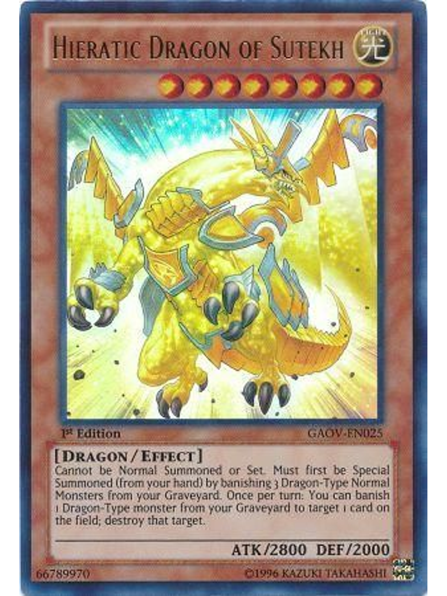 Hieratic Dragon of Sutekh - GAOV-EN025 - Ultra Rare 1st Edition 1
