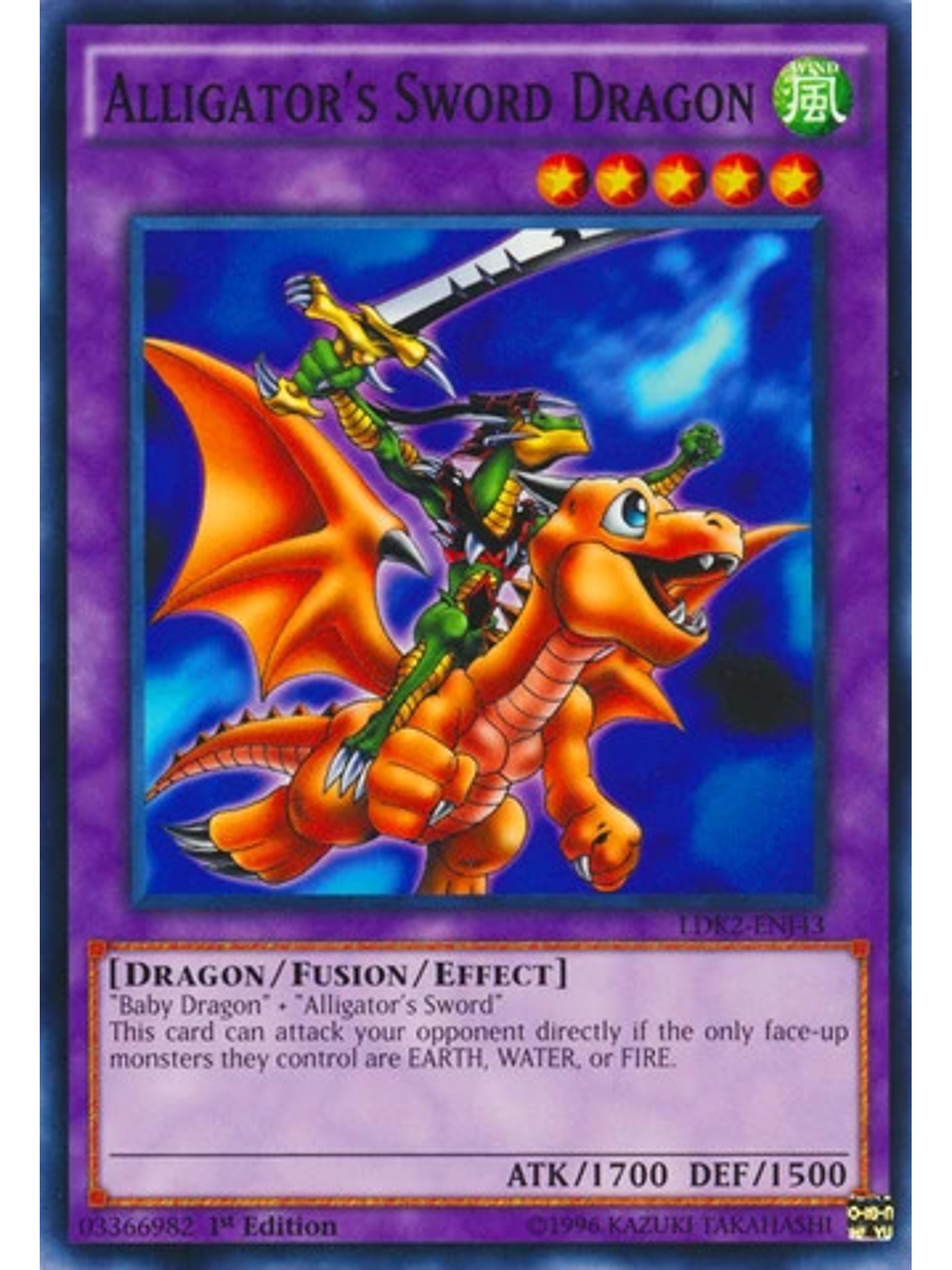 Alligator's Sword Dragon - LDK2-ENJ43 - Common 1st Edition 1