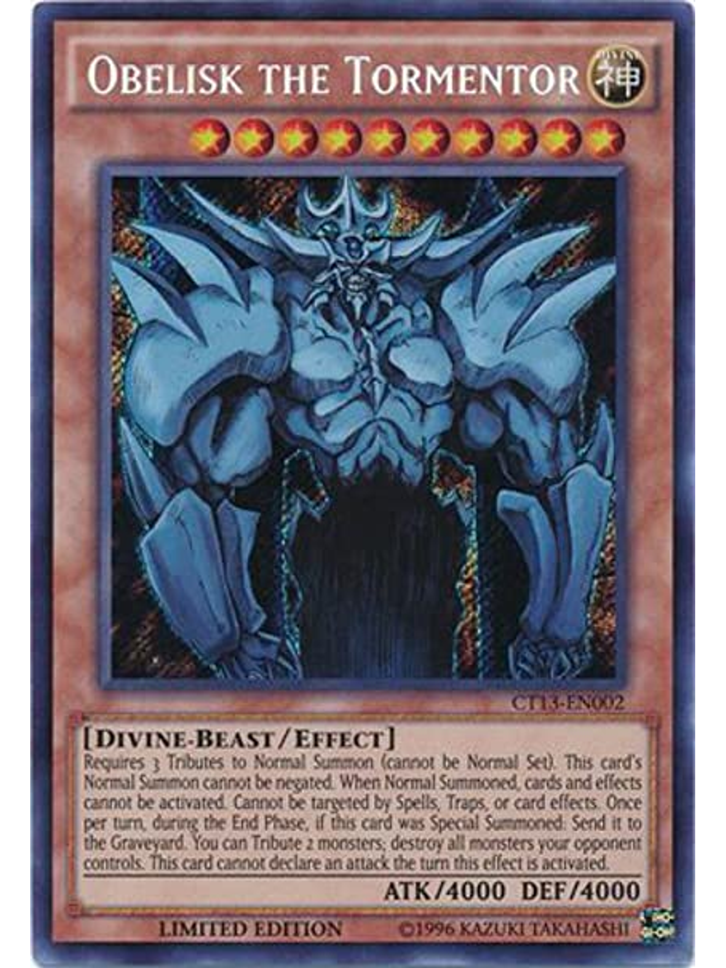 Obelisk the Tormentor - CT13-EN002 - Secret Rare Limited Edition 1
