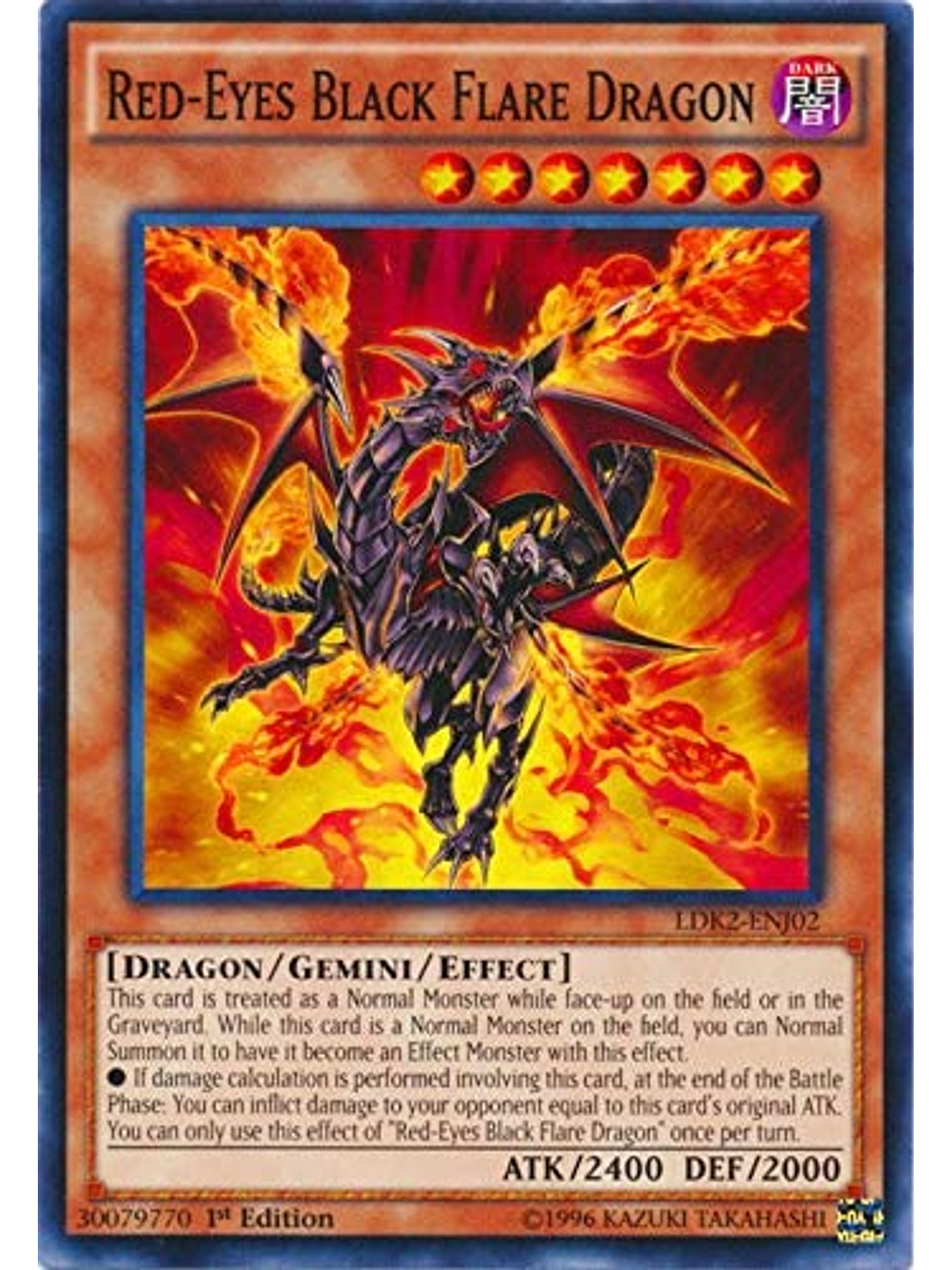 Red-Eyes Black Flare Dragon - LDK2-ENJ02 - Common 1st Edition 1