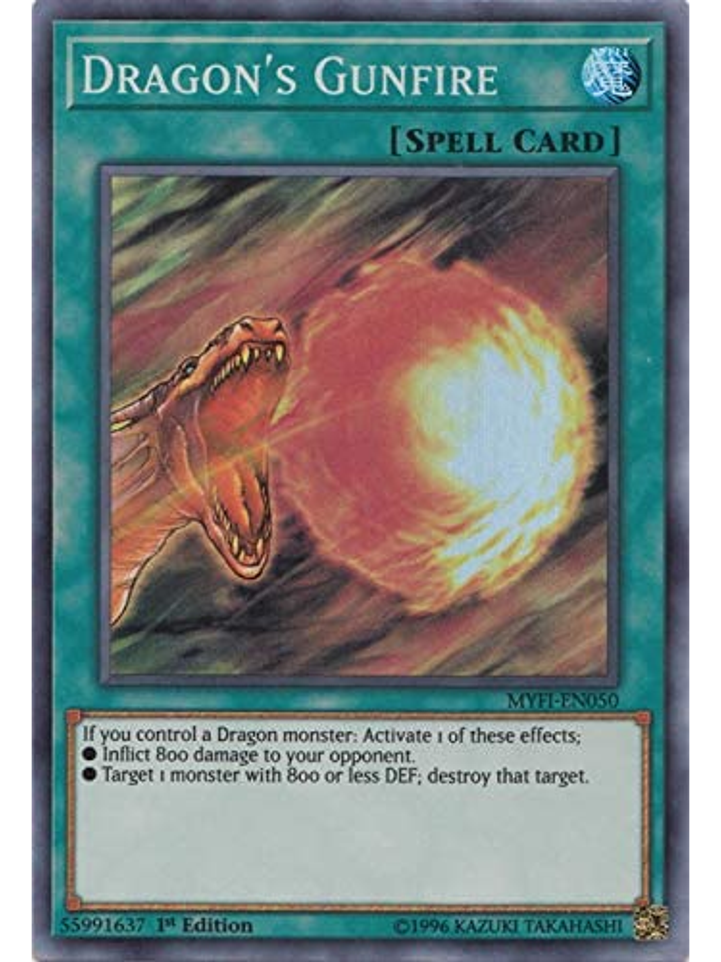 Dragon's Gunfire - MYFI-EN050 - Super Rare 1st Edition 1
