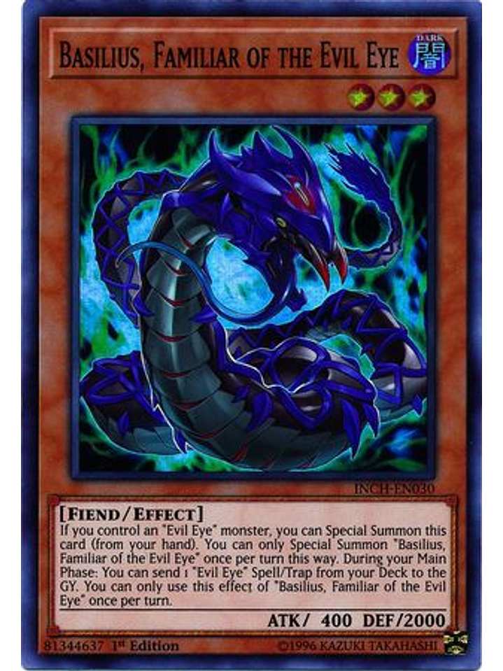 Basilius, Familiar of the Evil Eye - INCH-EN030 - Super Rare 1st Edition 1