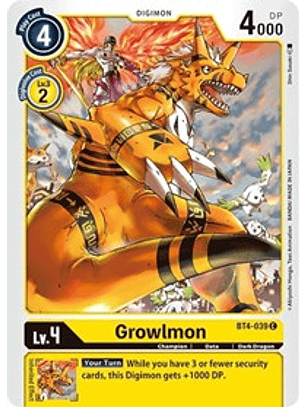 BT4-039 C Growlmon Digimon 