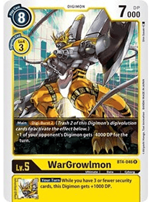 BT4-046 R WarGrowlmon Digimon 