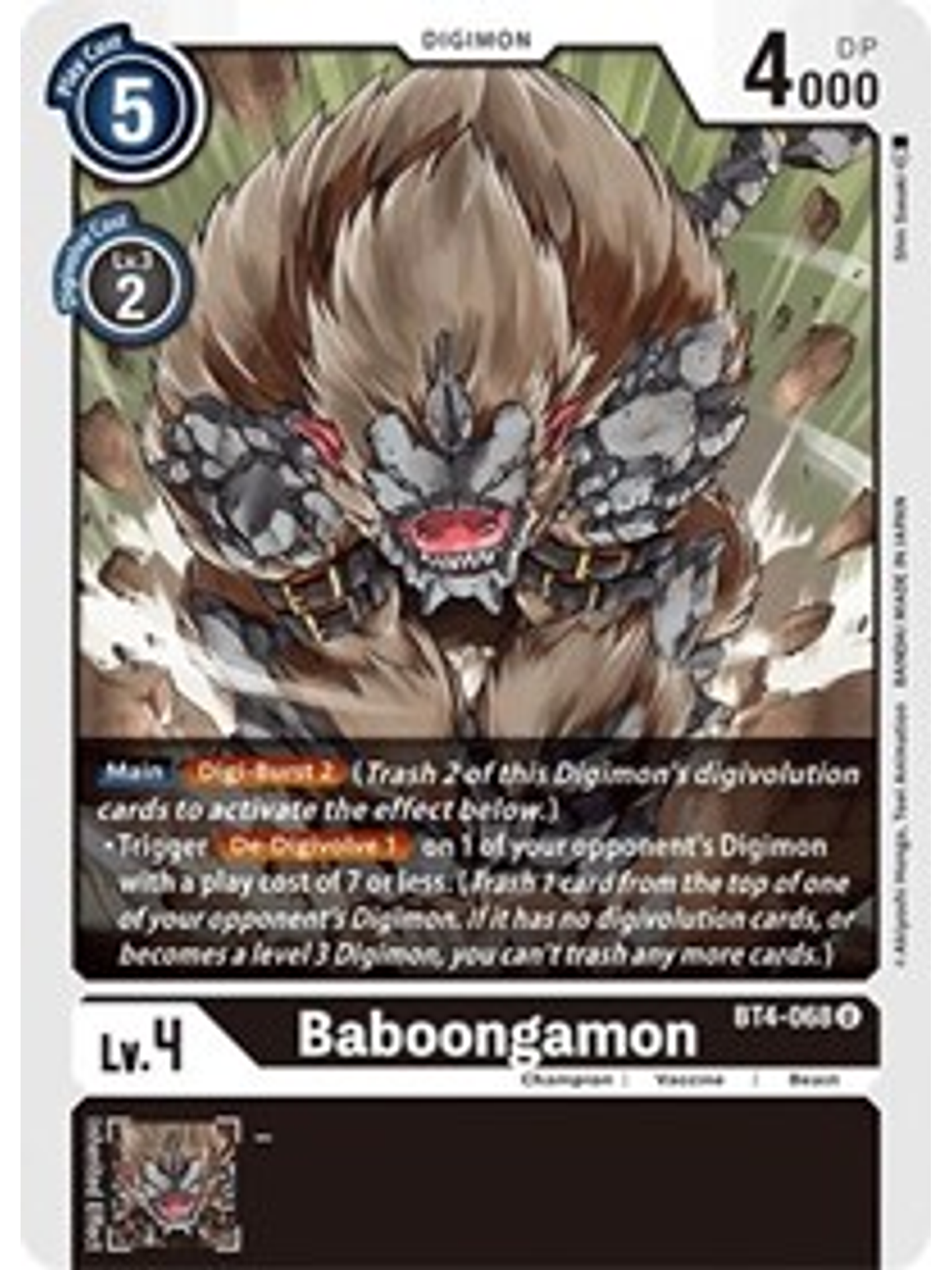 BT4-068 U Baboongamon Digimon  1