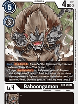 BT4-068 U Baboongamon Digimon 