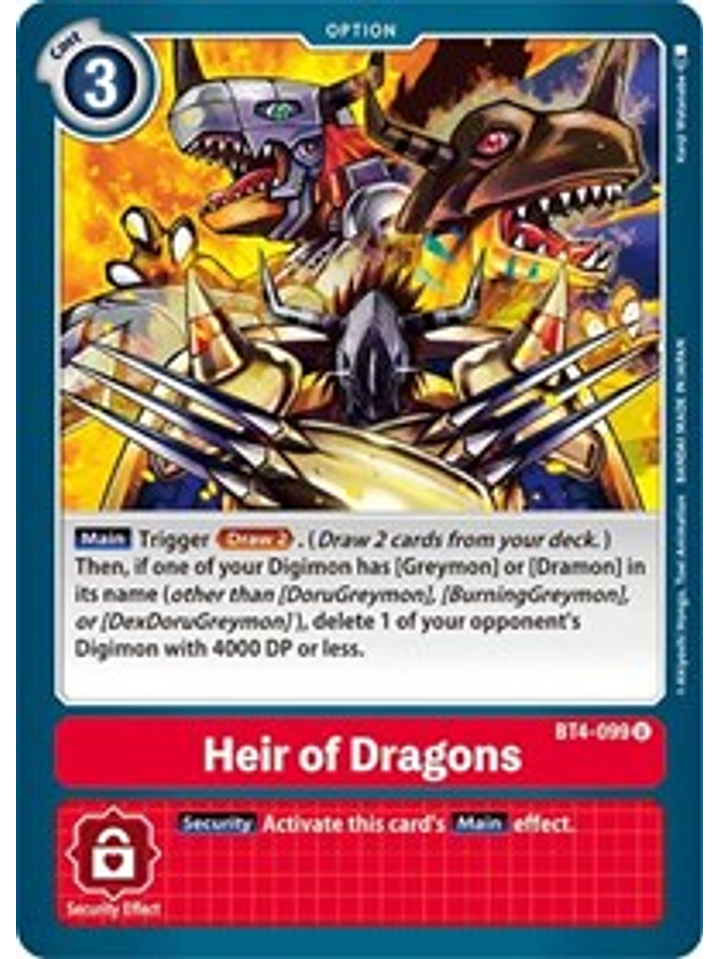 BT4-099 U Heir of Dragons Option  1