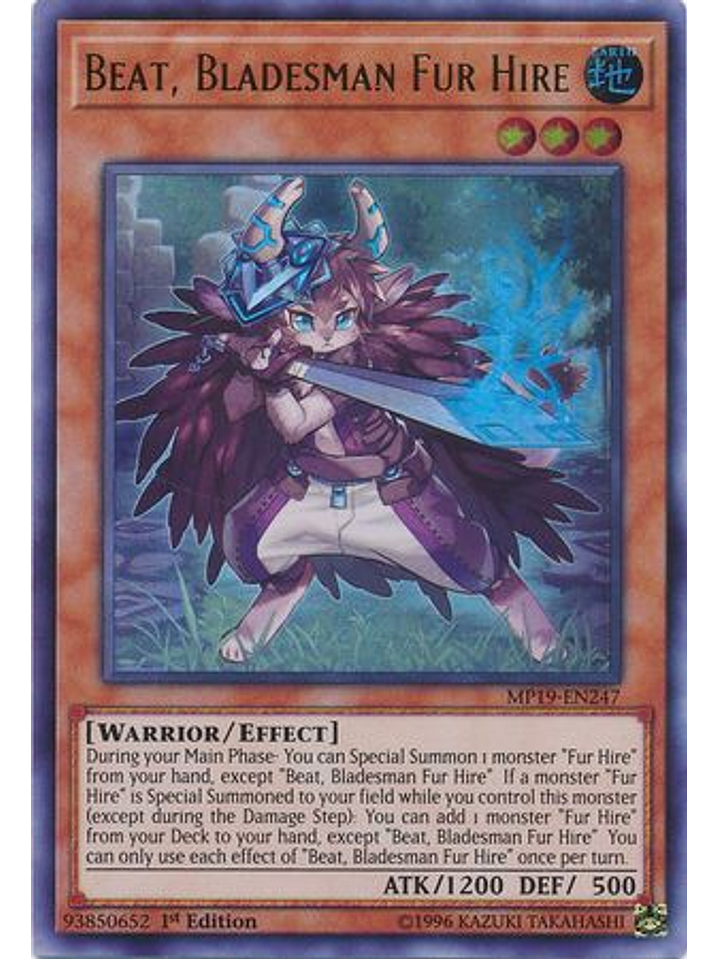 Beat, Bladesman Fur Hire - MP19-EN247 - Ultra Rare Unlimited 1