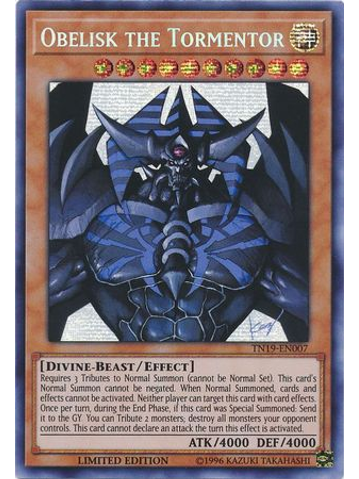 Obelisk The Tormentor - tn19-en007 - Prismatic Secret Rare Limited Edition 1