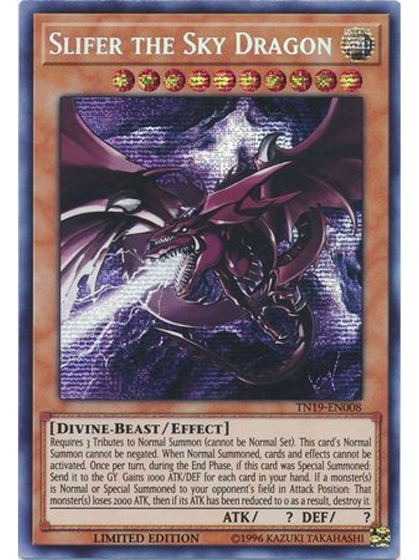 Slifer the Sky Dragon - TN19-EN008 - Prismatic Secret Rare Limited Edition 1