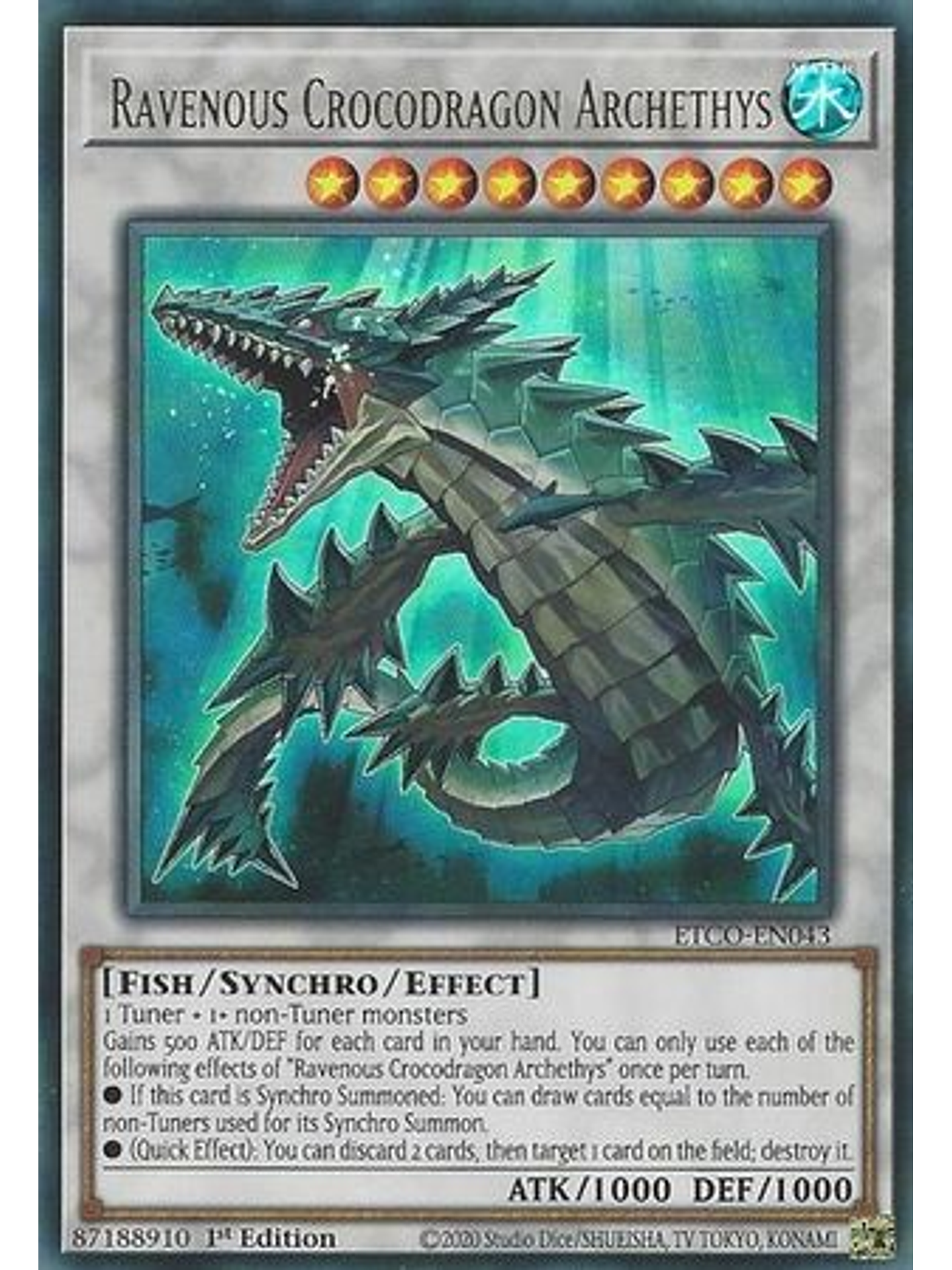 Ravenous Crocodragon Archethys - ETCO-EN043 - Ultra Rare 1st Edition 1