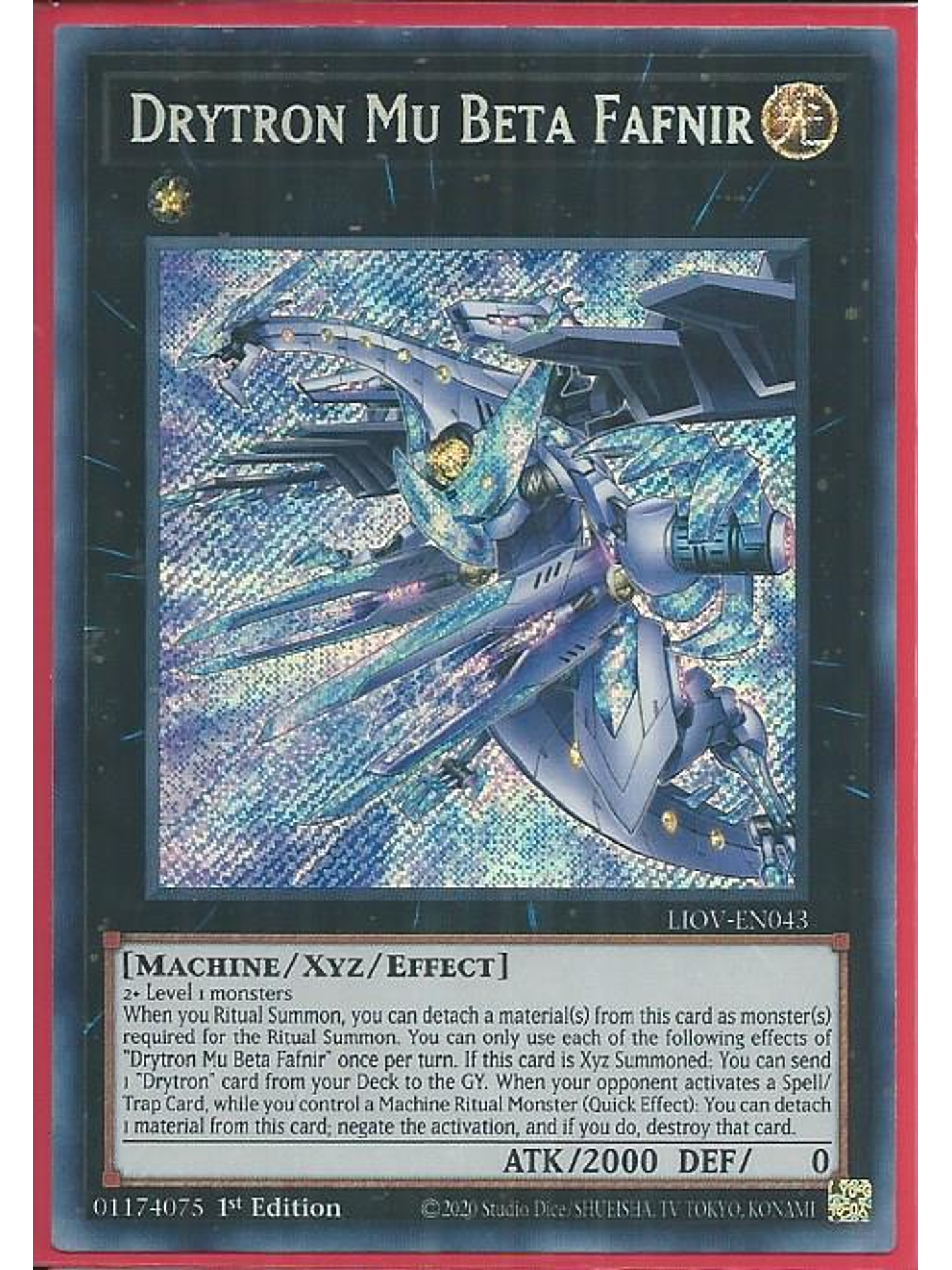 Drytron Mu Beta Fafnir - LIOV-EN043 - Secret Rare 1st Edition 1
