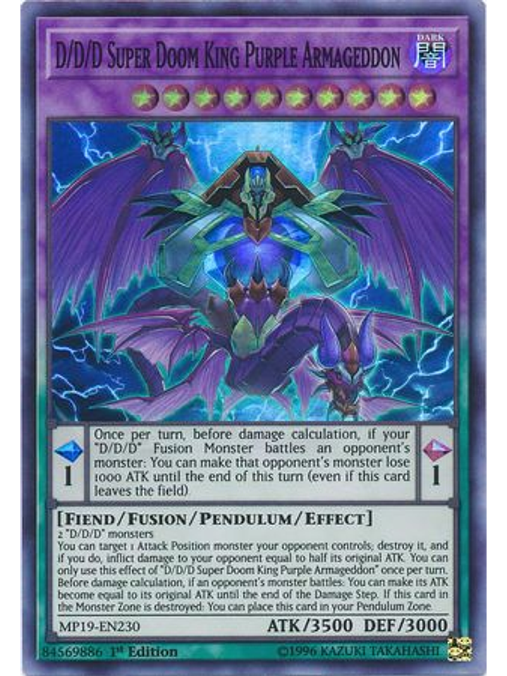 D/D/D Super Doom King Purple Armageddon - MP19-EN230 -Super Rare Unlimited 1