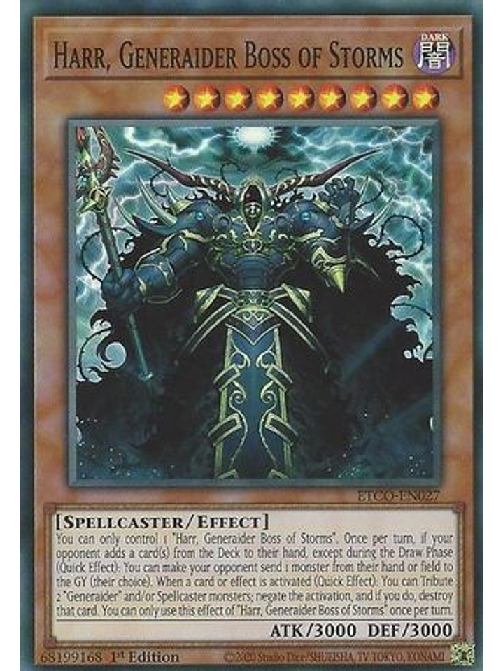 Harr, Generaider Boss of Storms - ETCO-EN027 - Super Rare 1st Edition 1