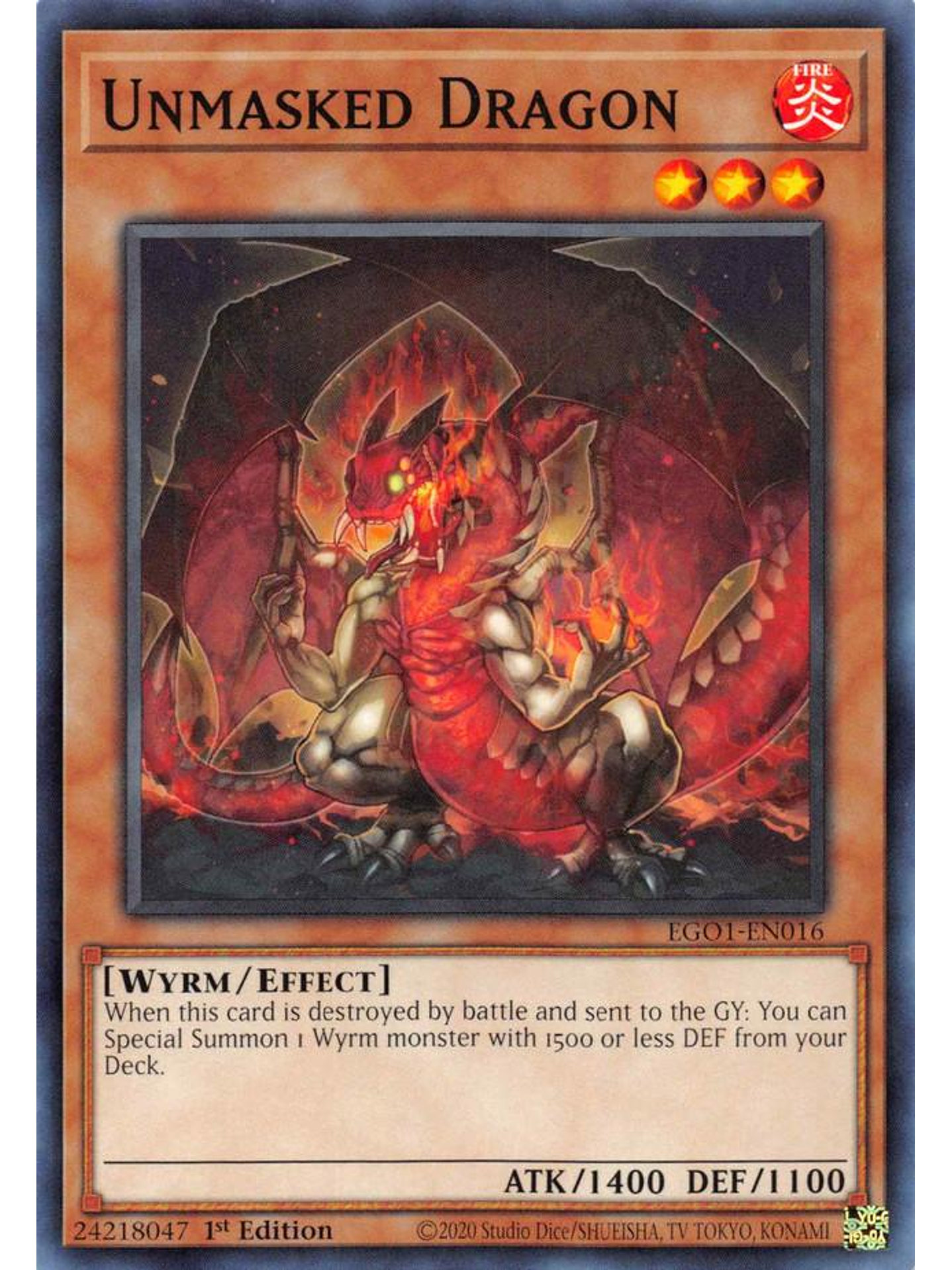 Unmasked Dragon - EGO1-EN016 - Common 1st Edition 1