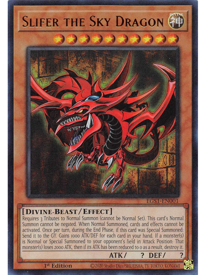 Slifer the Sky Dragon - EGS1-EN001 - Ultra Rare 1st Edition 1