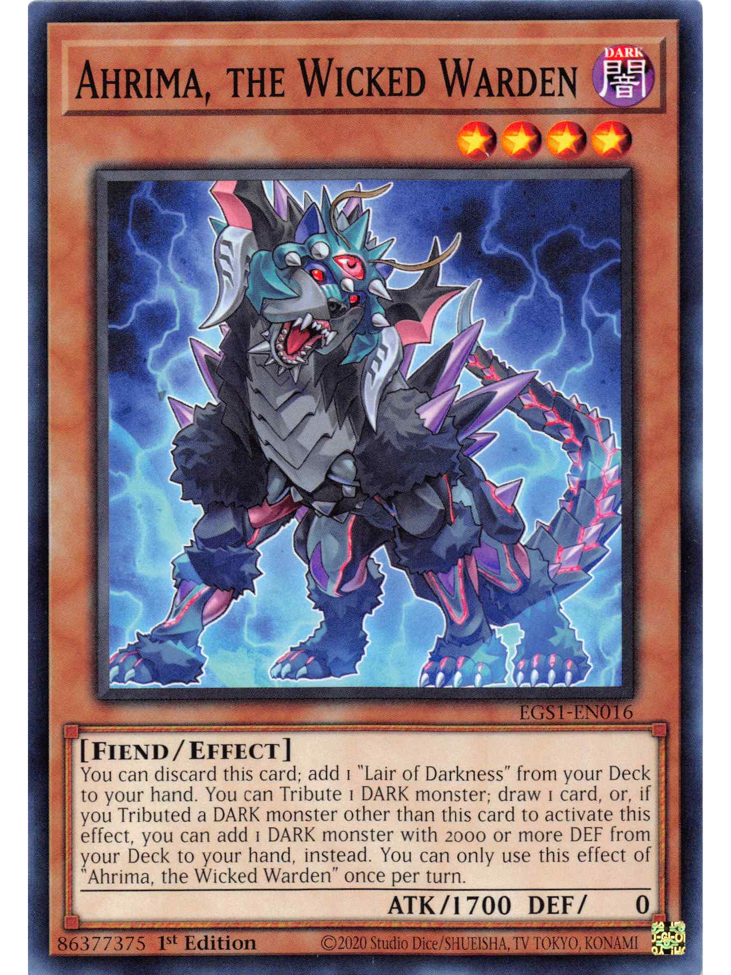 Ahrima, the Wicked Warden - EGS1-EN016 - Common 1st Edition 1