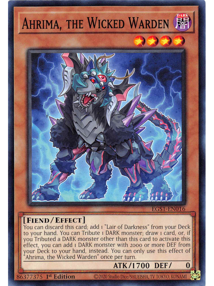 Ahrima, the Wicked Warden - EGS1-EN016 - Common 1st Edition 1