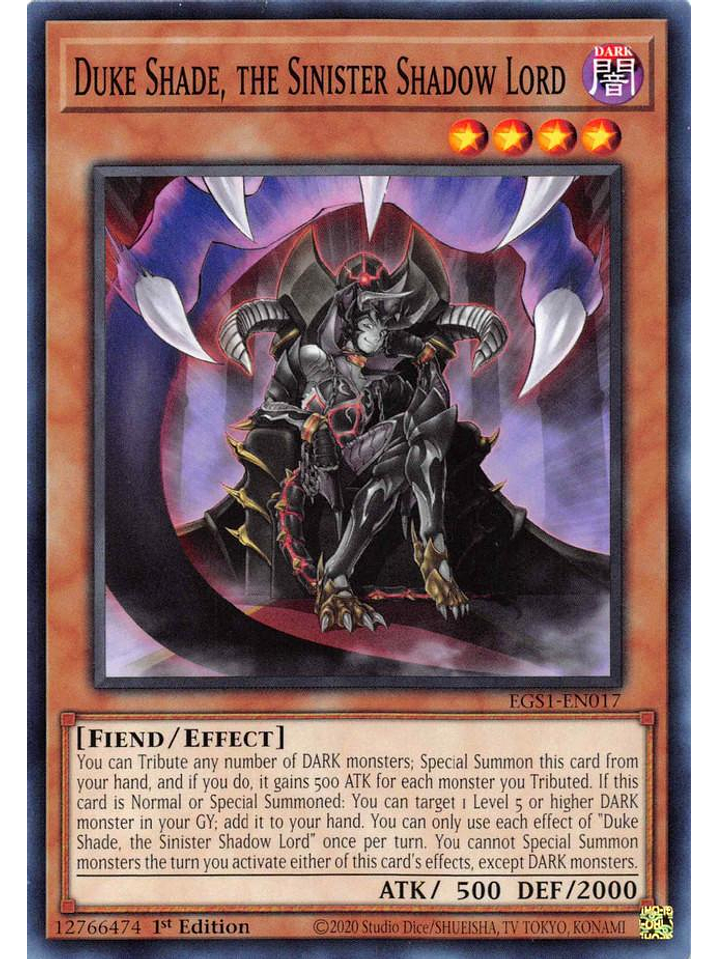 Duke Shade, the Sinister Shadow Lord - EGS1-EN017 - Common 1st Edition 1