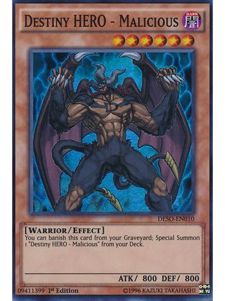 Destiny HERO - Malicious - DESO-EN010 - Super Rare 1st Edition 1