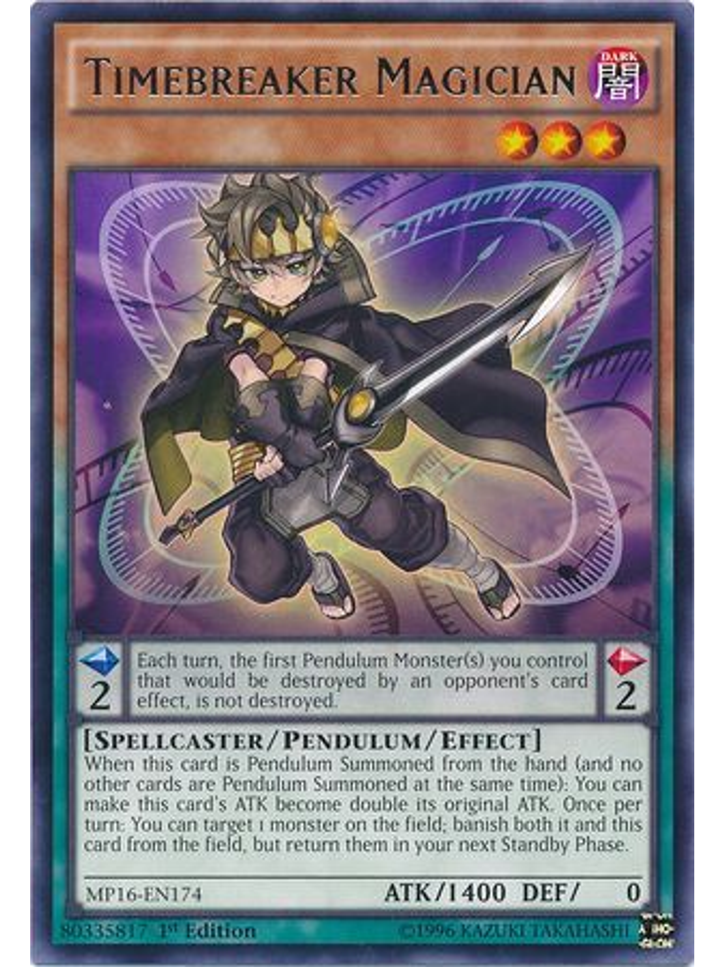 Timebreaker Magician - MP16-EN174 - Rare 1st Edition 1