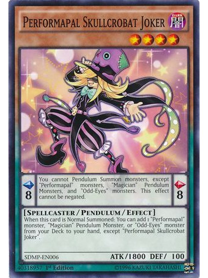 Performapal Skullcrobat Joker - SDMP-EN006 - Common 1st Edition 1