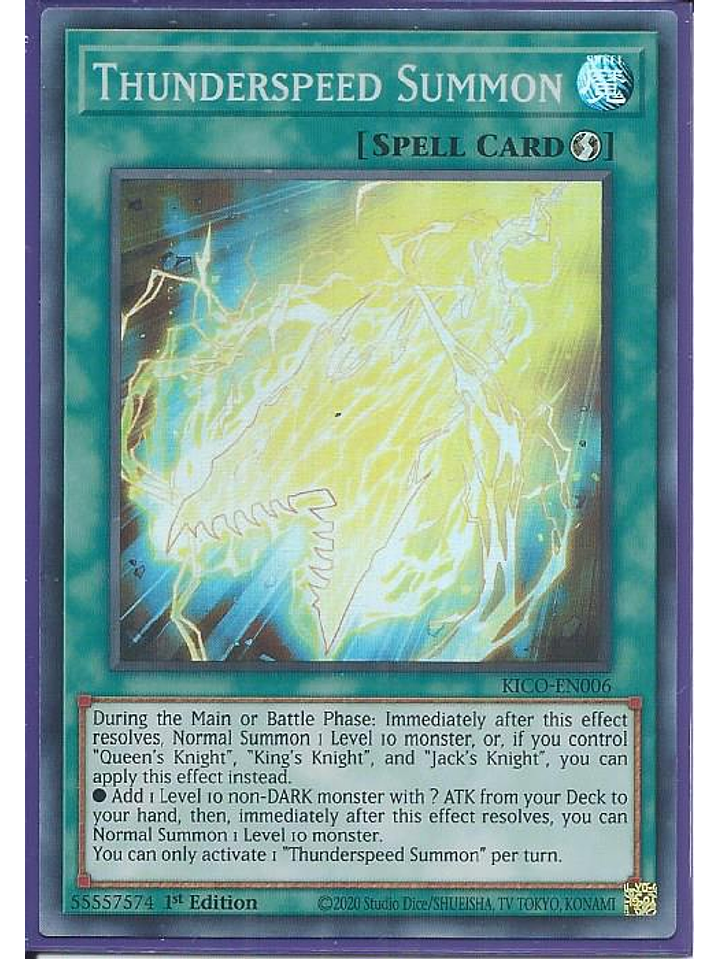 Thunderspeed Summon - KICO-EN006 - Super Rare 1st Edition 1