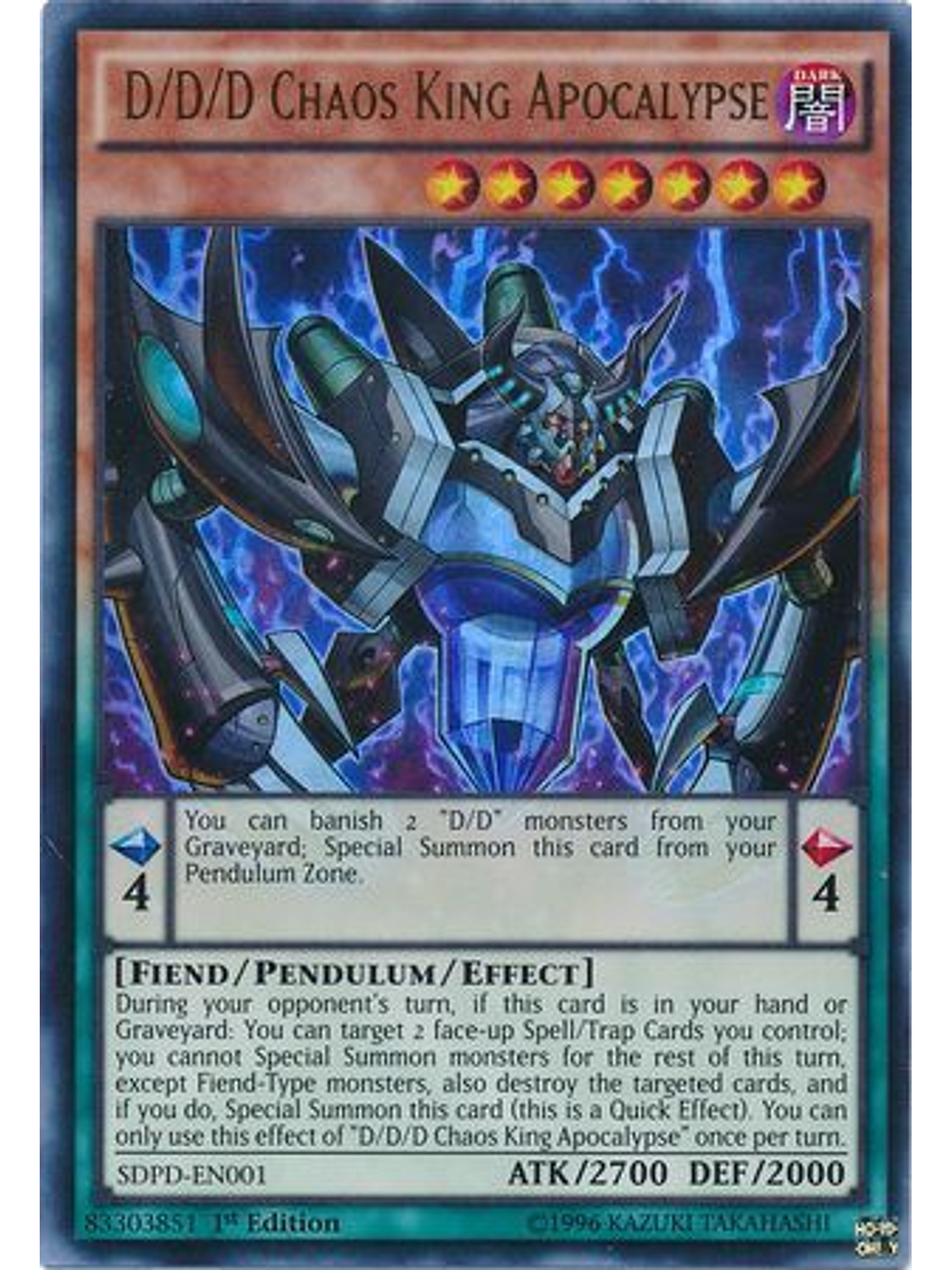 D/D/D Chaos King Apocalypse - SDPD-EN001 - Ultra Rare 1st Edition 1