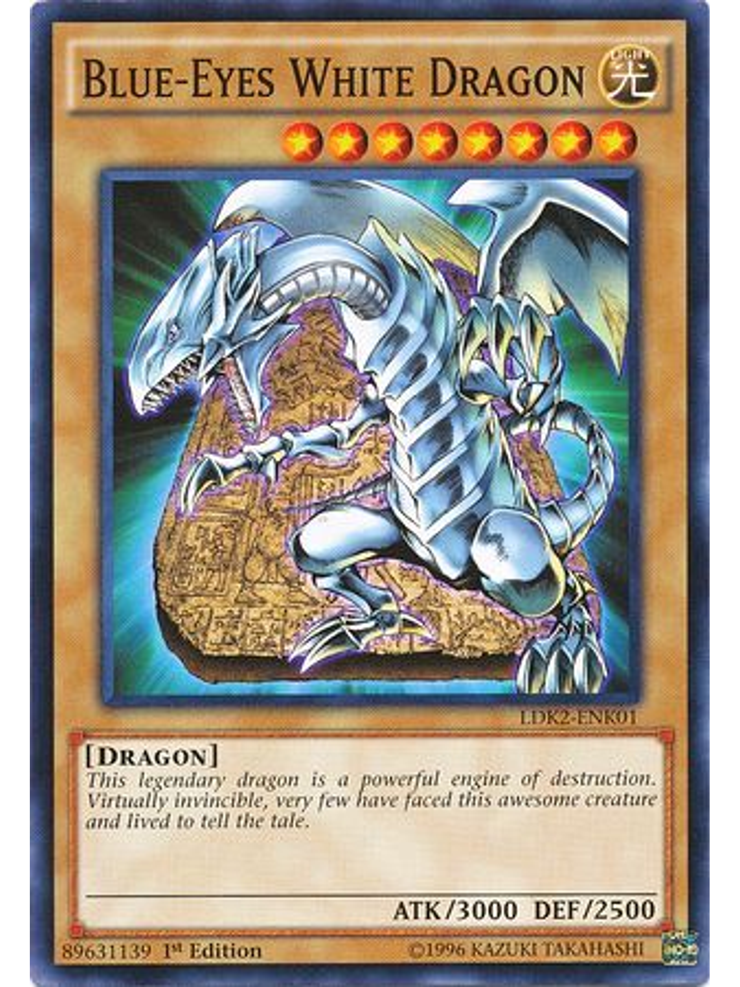 Blue-Eyes White Dragon (Tablet Background) - LDK2-ENK01 - Common 1st Edition 1