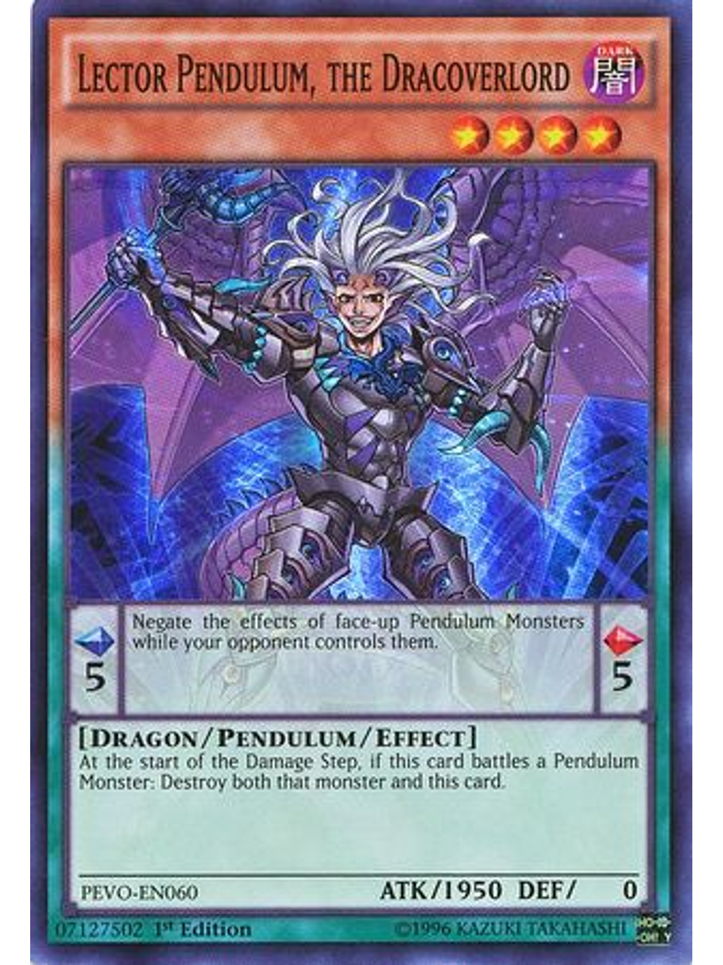 Lector Pendulum, the Dracoverlord - PEVO-EN060 - Super Rare 1st Edition 1