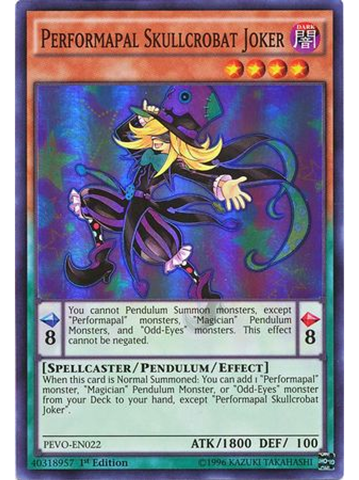 Performapal Skullcrobat Joker - PEVO-EN022 - Super Rare 1st Edition 1