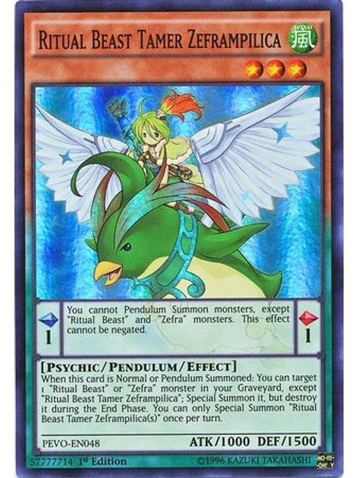 Ritual Beast Tamer Zeframpilica - PEVO-EN048 - Super Rare 1st Edition 1