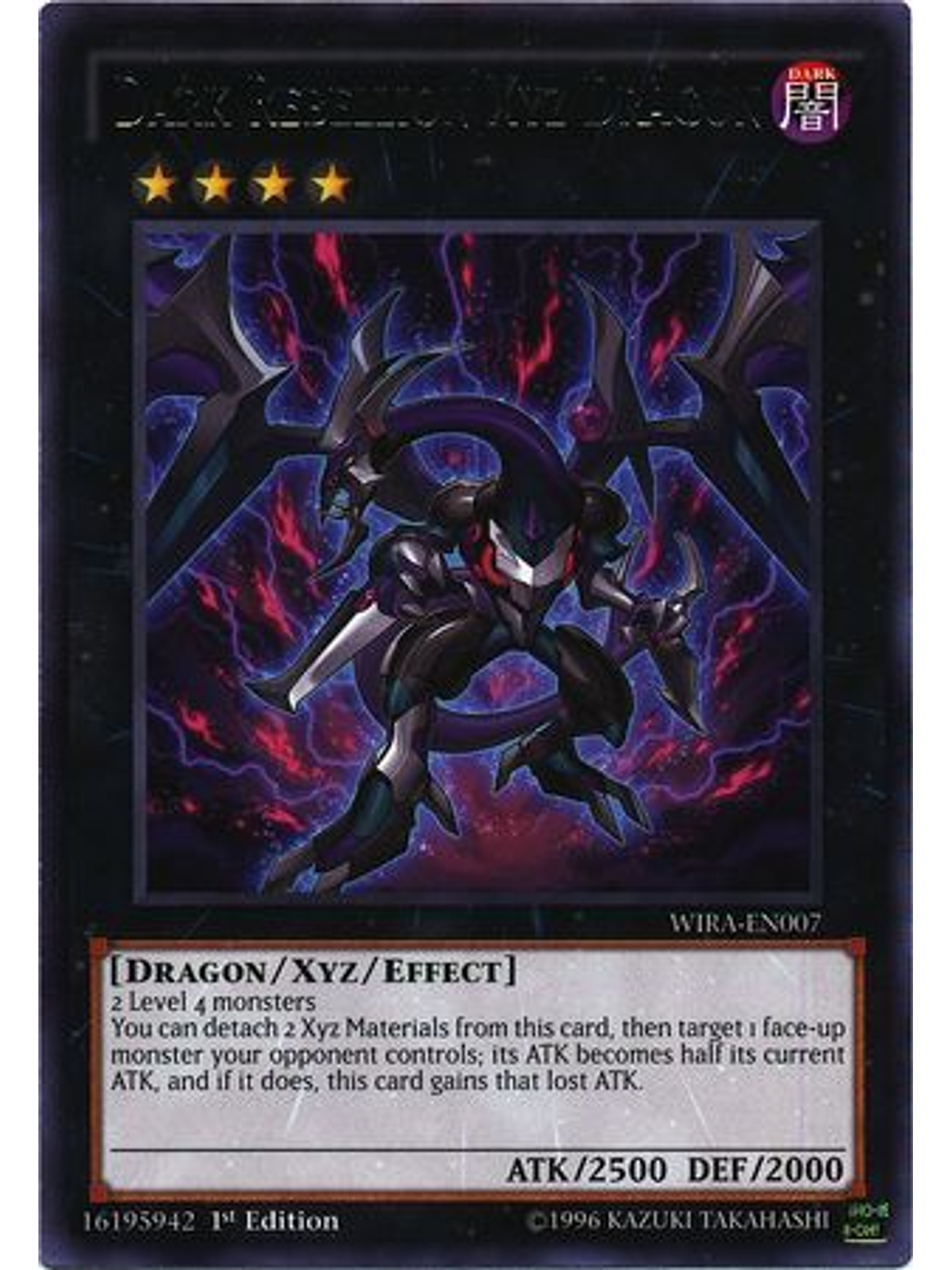 Dark Rebellion Xyz Dragon - WIRA-EN007 - Rare 1st Edition 1