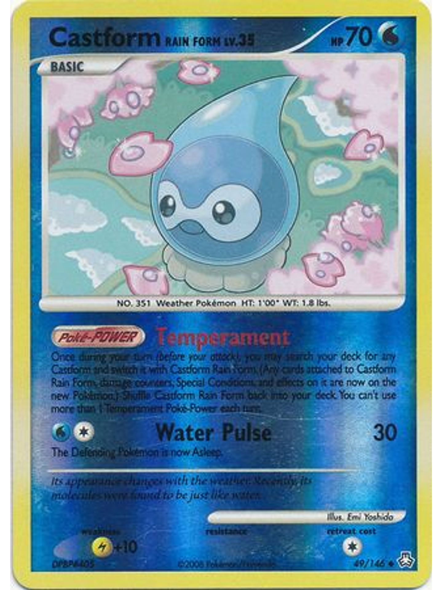 Castform Rain Form - 49/146 - Uncommon Reverse Holo 1