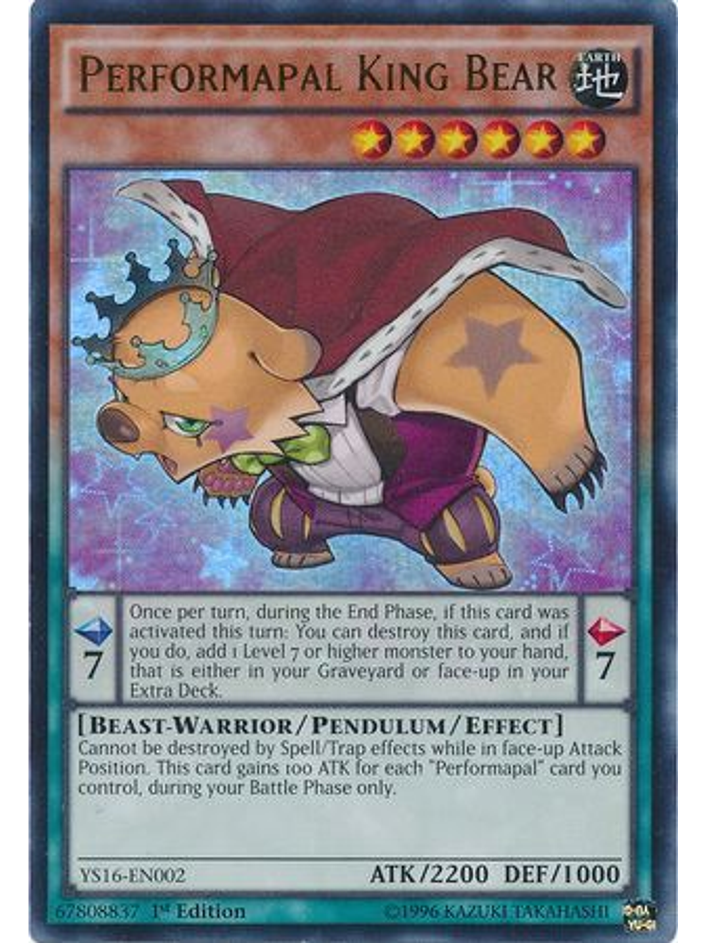 Performapal King Bear - YS16-EN002 - Ultra Rare 1st Edition 1