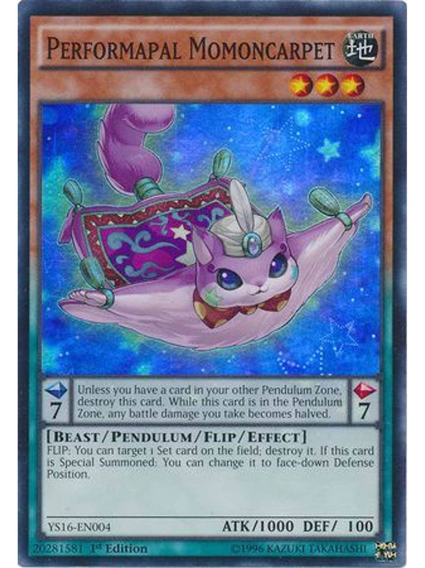 Performapal Momoncarpet - YS16-EN004 - Super Rare 1st Edition 1