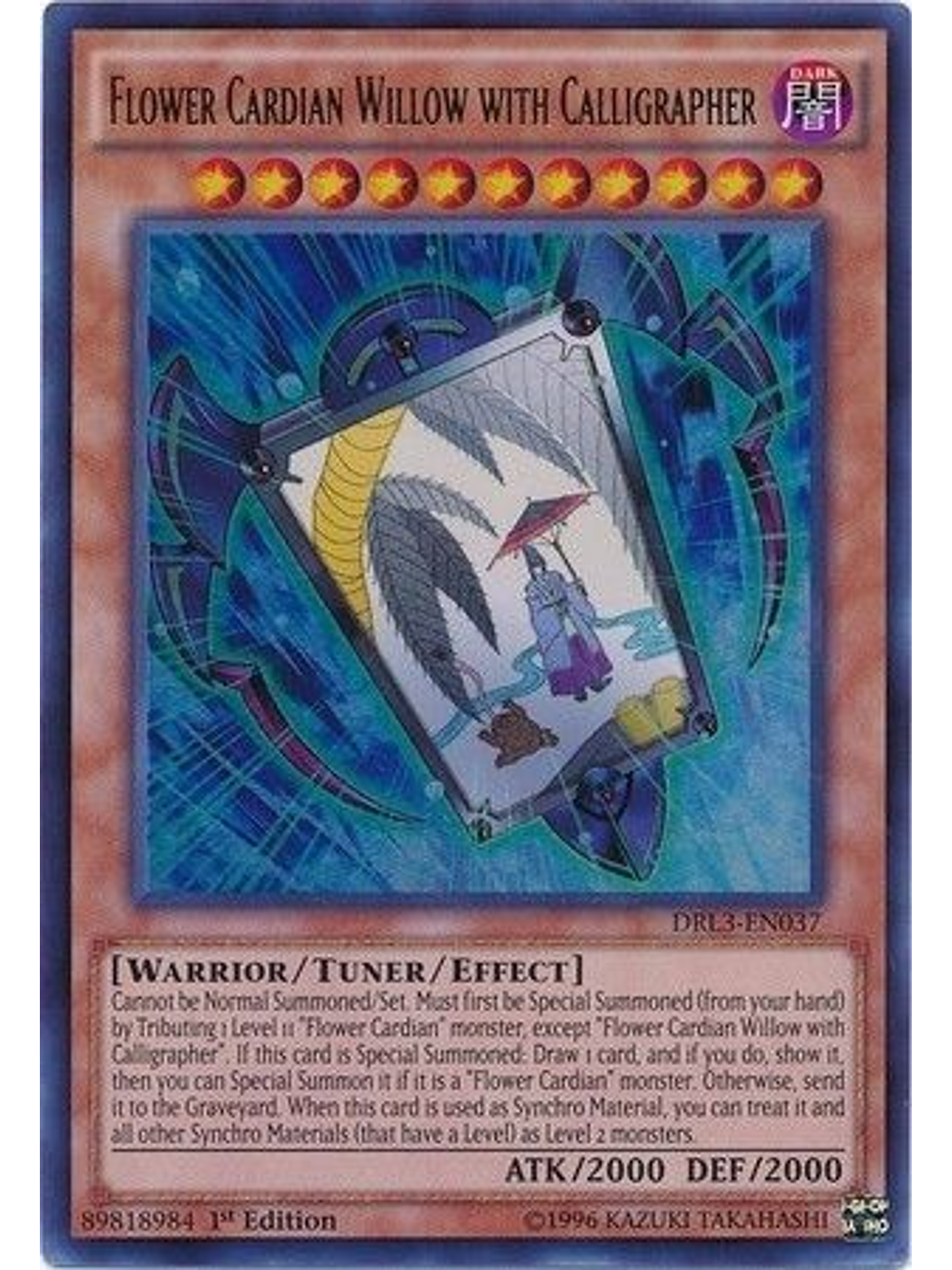  Flower Cardian Willow with Calligrapher - DRL3-EN037 - Ultra Rare 1st Edition 1