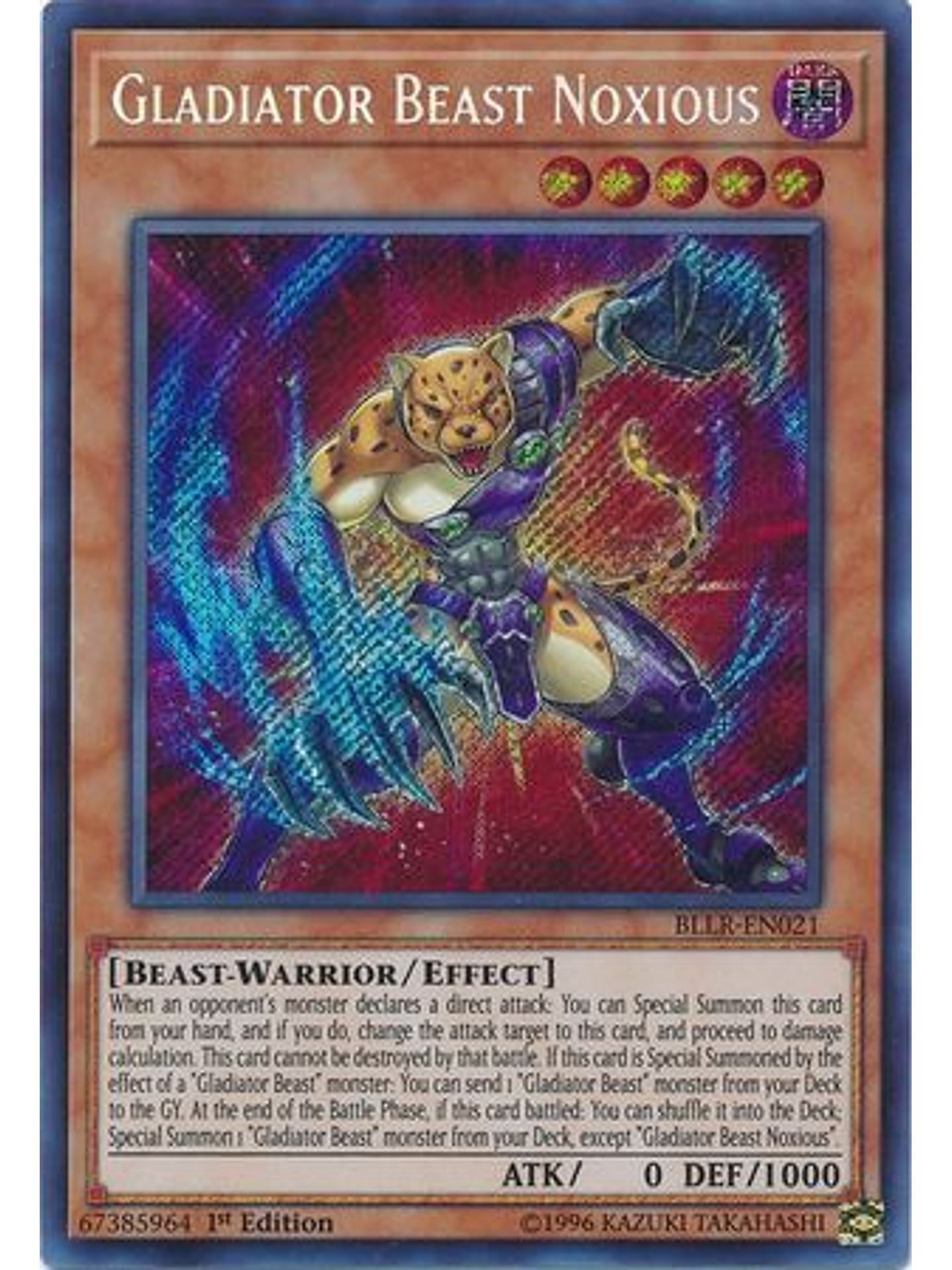 Gladiator Beast Noxious - BLLR-EN021 - Secret Rare 1st Edition 1