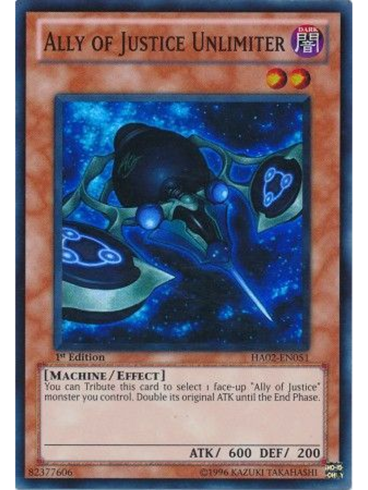 Ally of Justice Unlimiter - HA02-EN051 - Super Rare 1st Edition 1